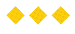 Three yellow diamond shapes with a subtle pattern inside are evenly spaced on a white background. Description generated by AI