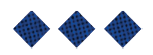Three blue diamond shapes with a black grid pattern are evenly spaced on a white background. Description generated by AI