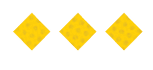 Three yellow diamond shapes with a subtle pattern inside are evenly spaced on a white background. Description generated by AI
