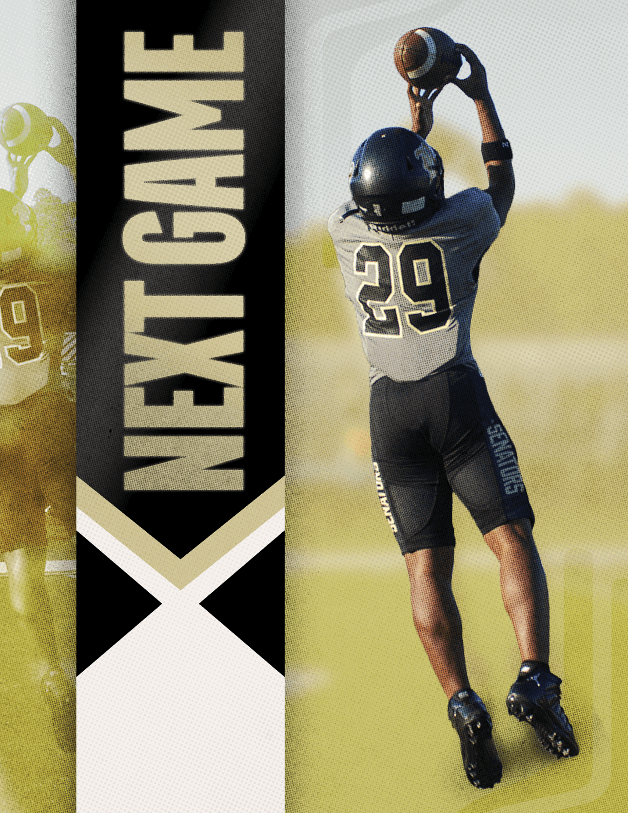 A football player in a white jersey with the number 44 on it. Description generated by AI