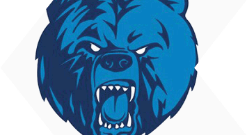 A blue and white bull head. Description generated by AI