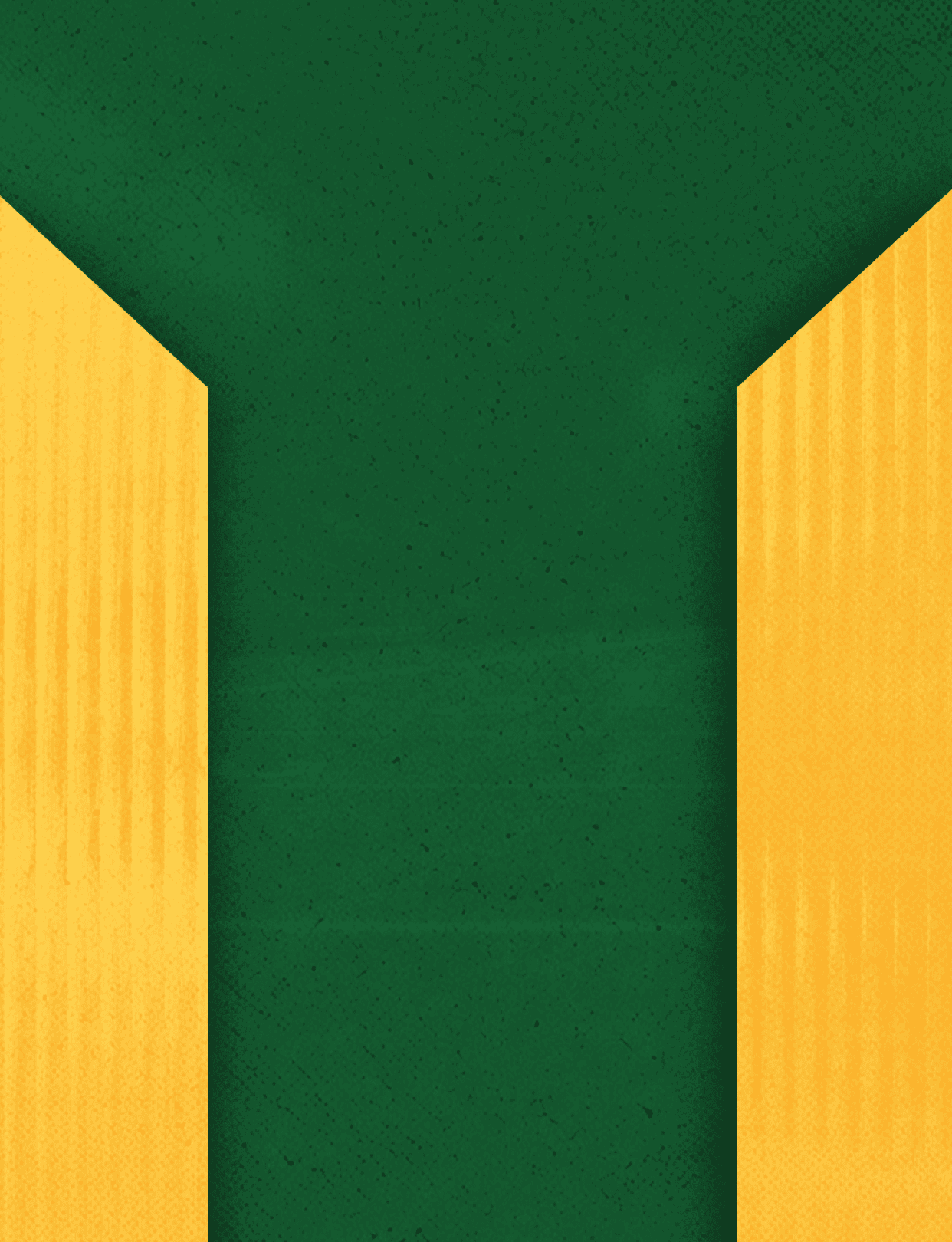 A green background with two yellow vertical shapes on the left and right sides forming a Y-like pattern. Description generated by AI