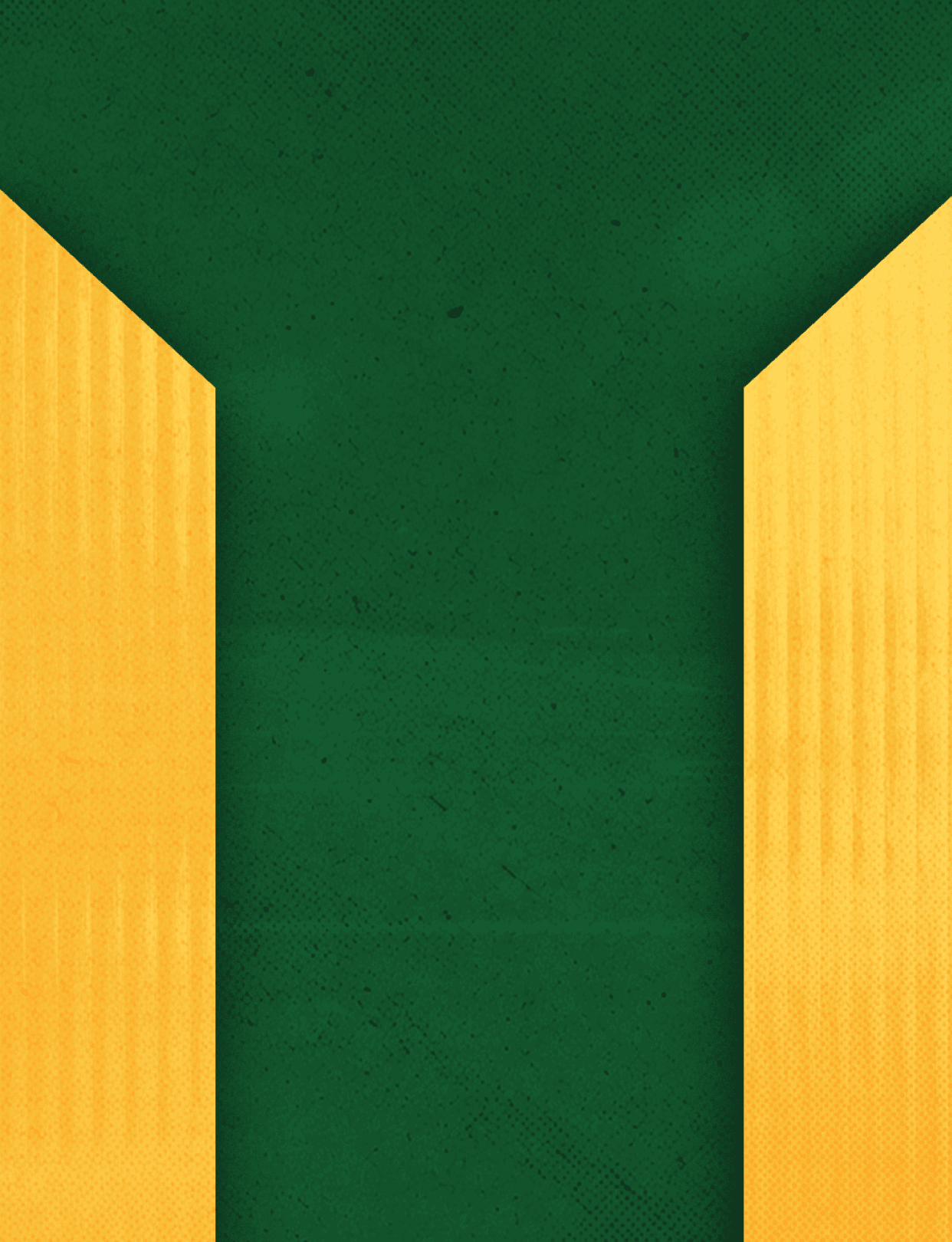 A green background with two vertical yellow shapes on the left and right sides forming a wide Y shape in the center. Description generated by AI