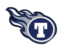 A stylized blue and gray flame with a dark blue circle containing a white capital letter T in the center. Description generated by AI