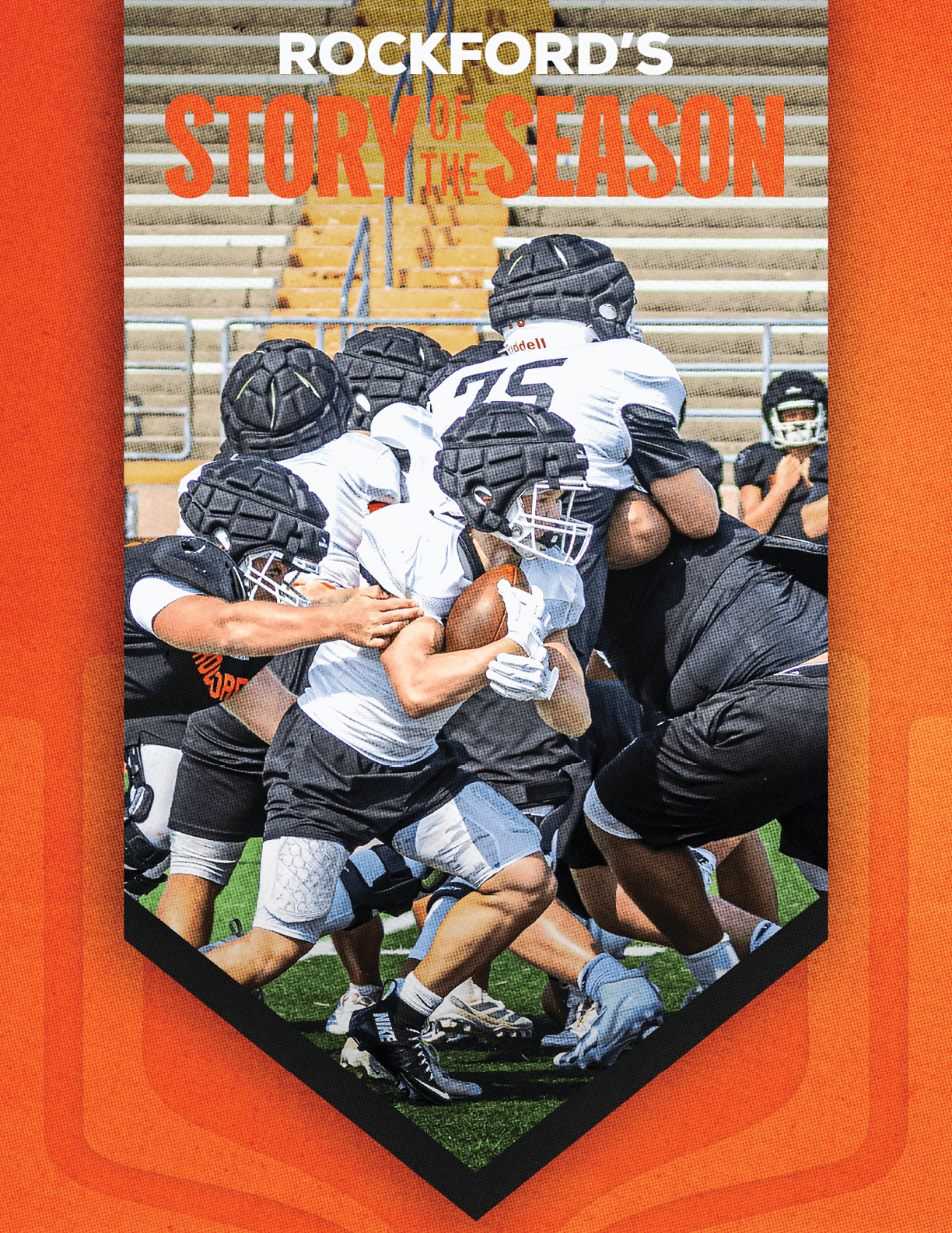 A group of football players huddled together. Description generated by AI