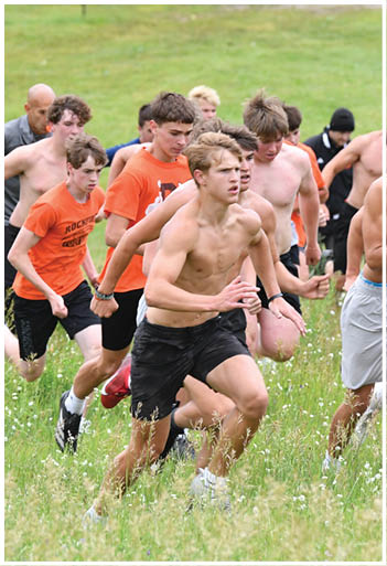 A football player running on the field. Description generated by AI