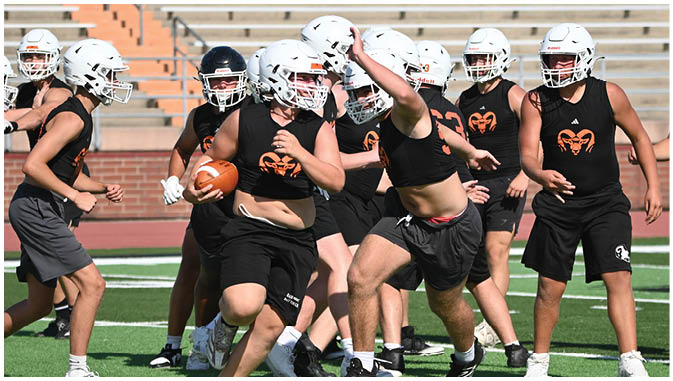 A group of football players on a field. Description generated by AI