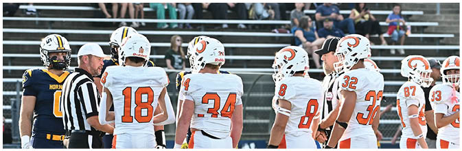 A group of football players on a field. Description generated by AI