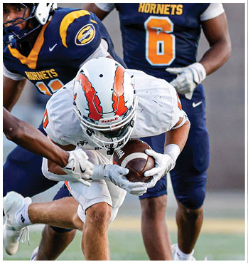 A group of football players celebrating a touchdown. Description generated by AI