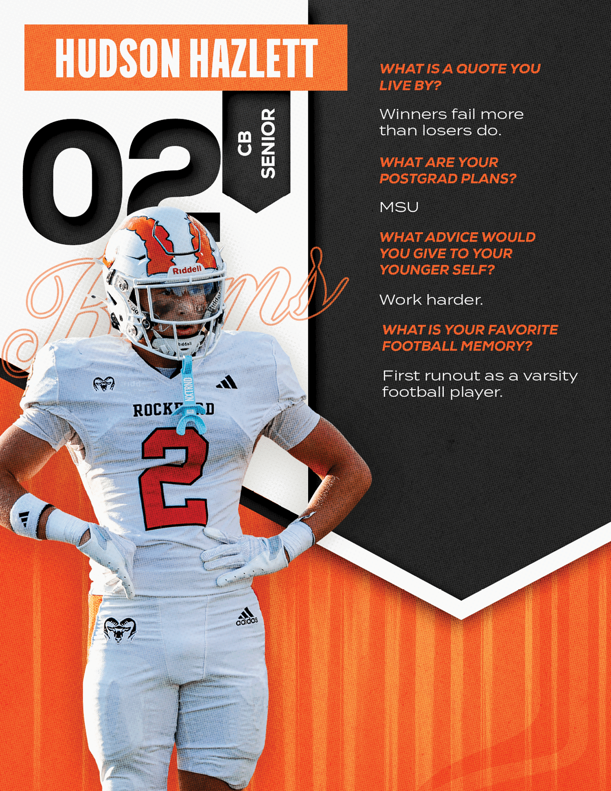 A football player wearing a blue and red jersey with the number 15 on the back. Description generated by AI