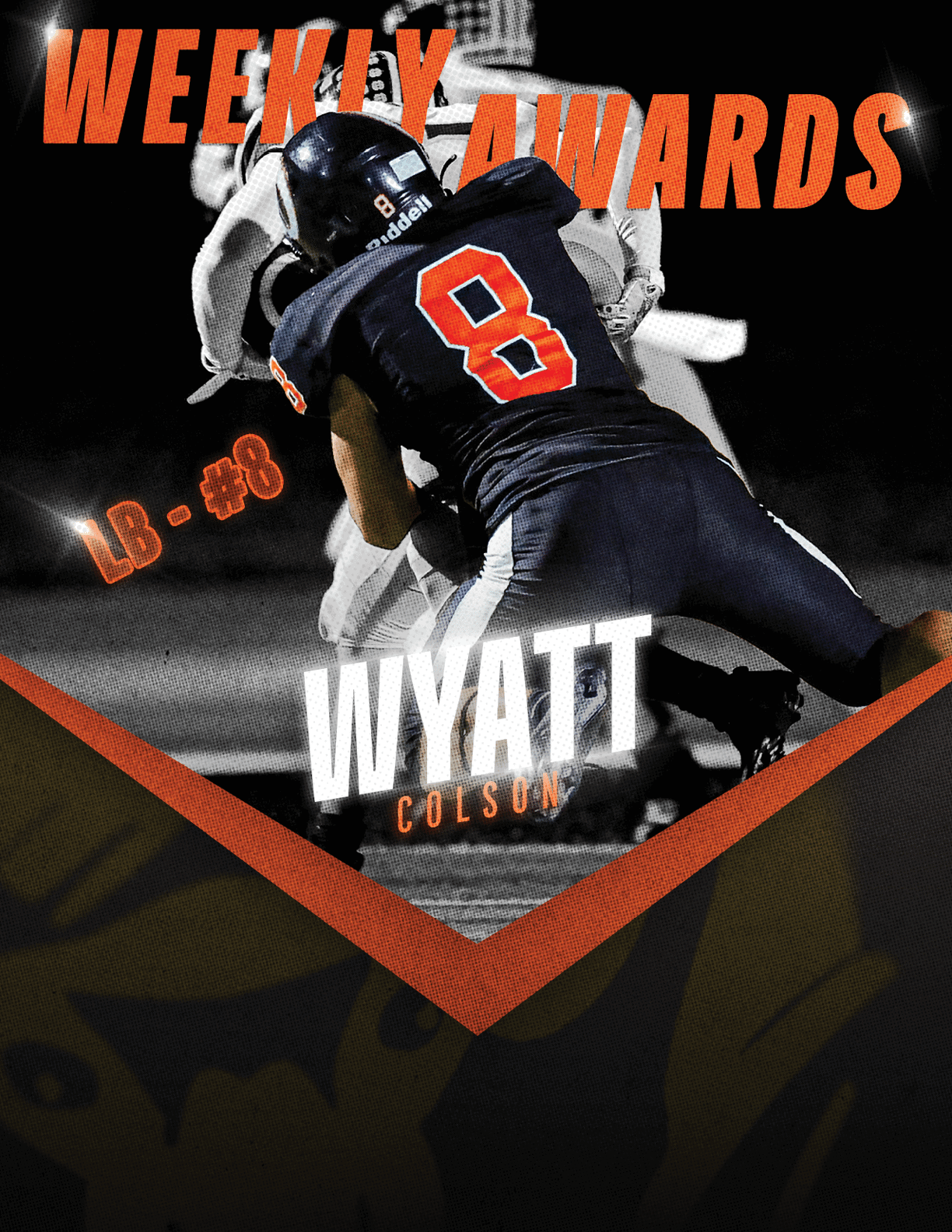 A football player in a black jersey with the number 15 on it. Description generated by AI