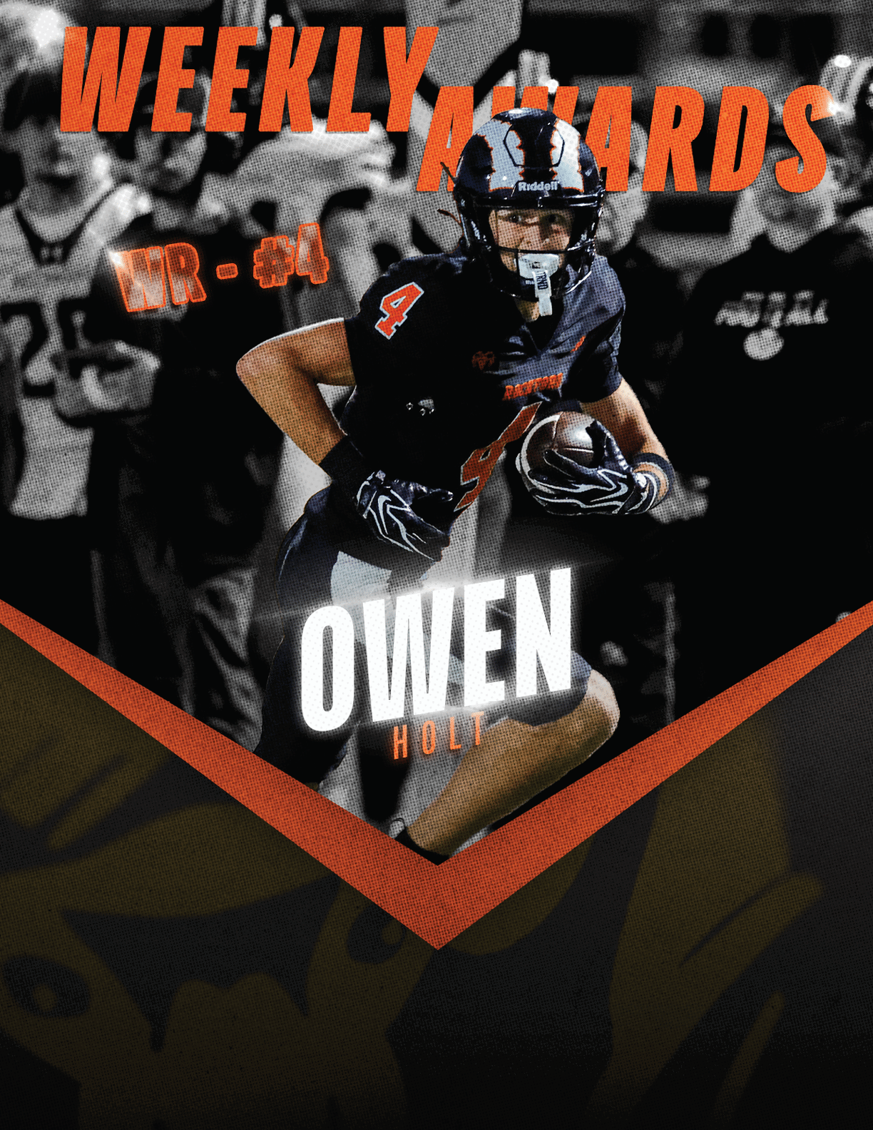 A football player in a black jersey with the number 15 on it. Description generated by AI