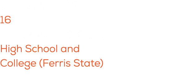 Total years coaching: 16 Previous experience playing: High School and College (Ferris State)