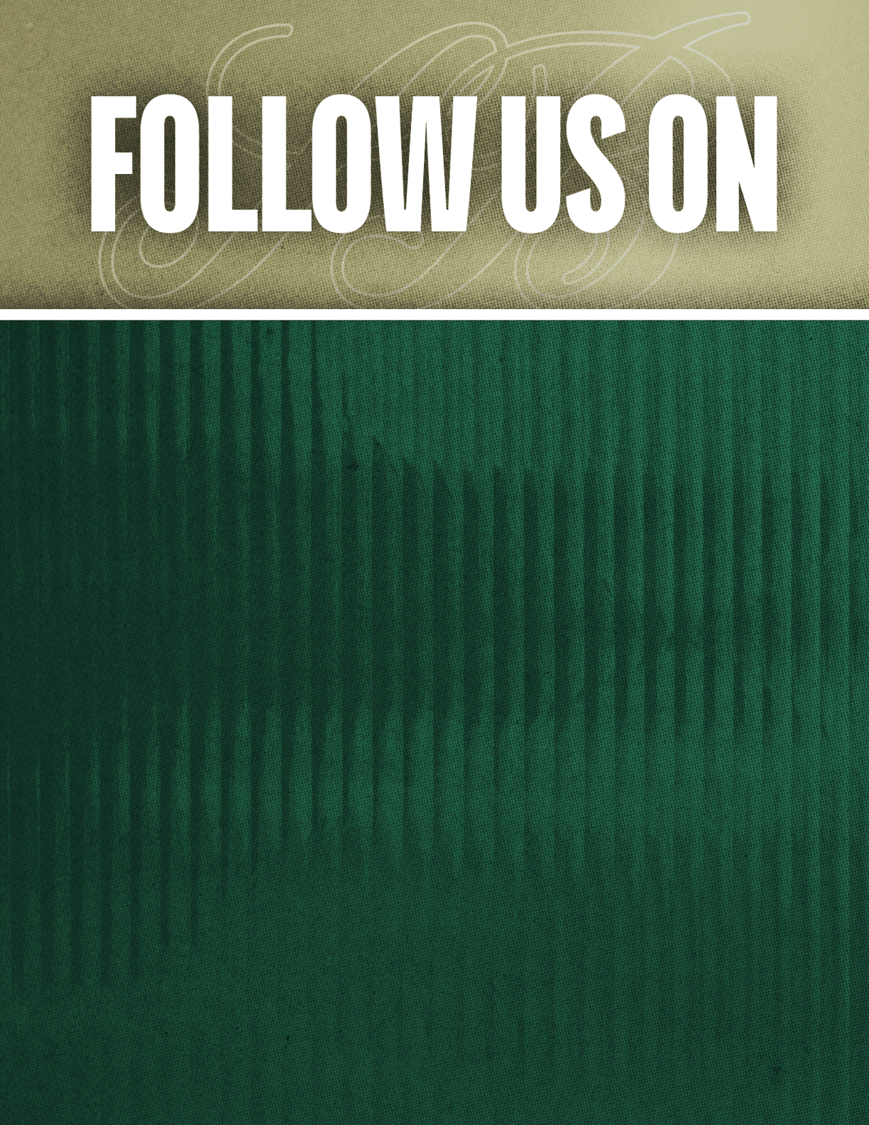 A black and red sign that says Follow Us On. Description generated by AI