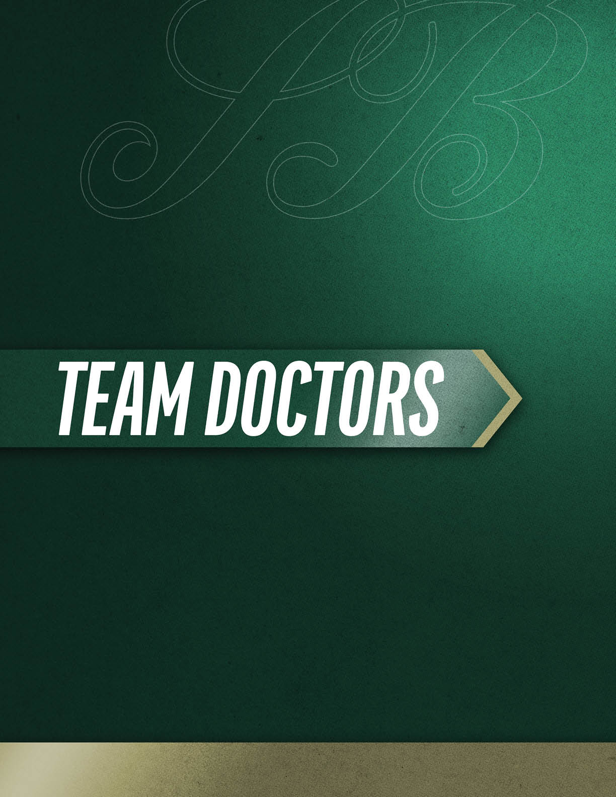 The image features the words “TEAM DOCTORS" in bold white letters on a green background with a gold arrow pointing to the right. Description generated by AI