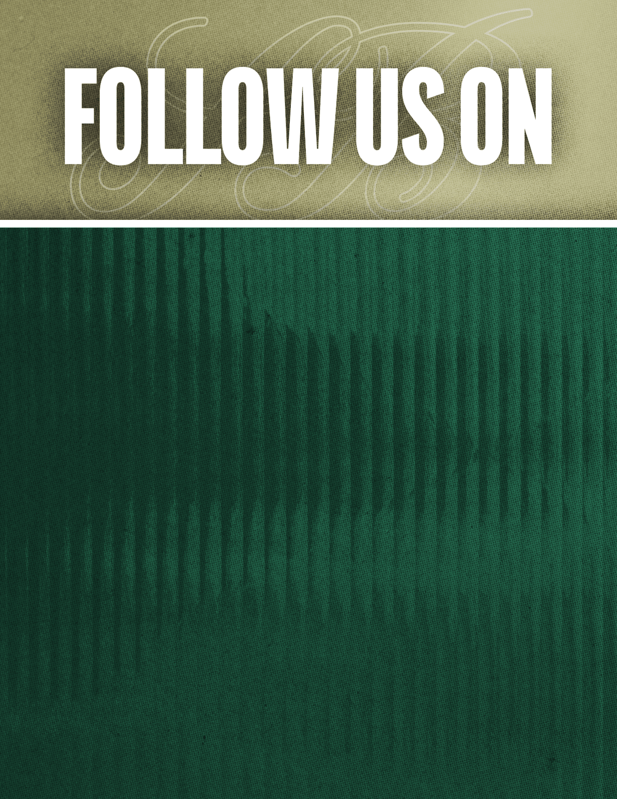 A black and red sign that says Follow Us On. Description generated by AI
