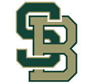 Interlocking letters S and B in a bold, block style with dark green and beige colors. Description generated by AI