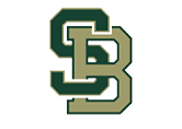 Interlocking letters S and B in a bold, block style with dark green and beige colors. Description generated by AI