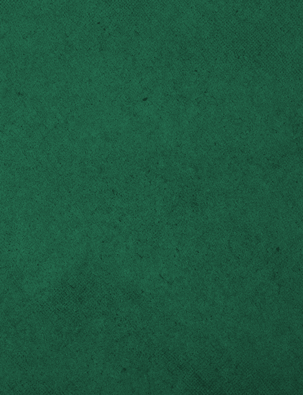A solid dark green textured background with subtle variations and small scattered specks. Description generated by AI