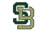 Interlocking letters S and B in a bold, block style with dark green and beige colors. Description generated by AI