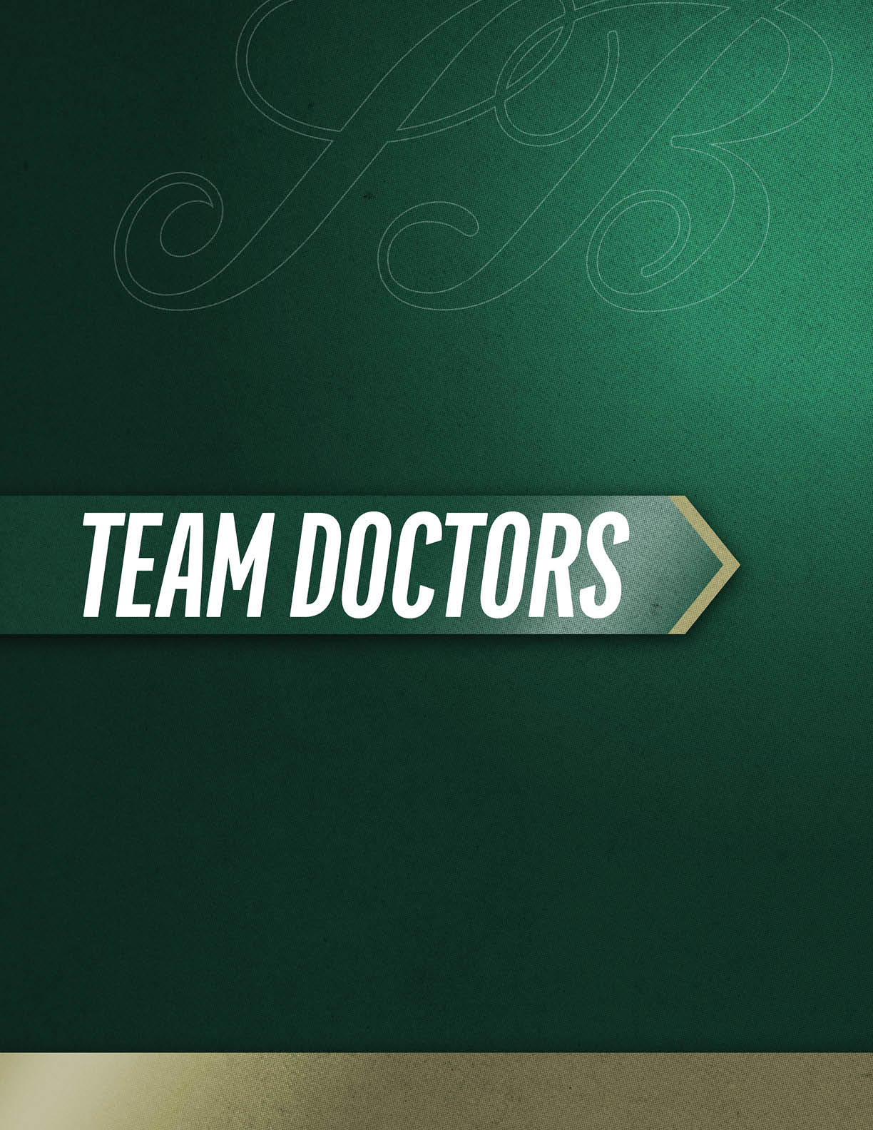 The image features a dark green background with the words “TEAM DOCTORS" in bold white letters on a green and gold arrow-shaped banner. Description generated by AI