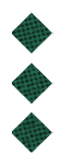 Three green diamond shapes with a black checkered pattern are vertically aligned on a white background. Description generated by AI