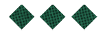 Three green diamond shapes with a textured pattern are evenly spaced on a white background. Description generated by AI