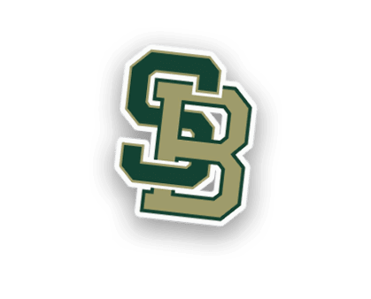 Interlocking letters S and B in a bold, block style with the S in dark green and the B in olive green outlined in contrasting colors. Description generated by AI