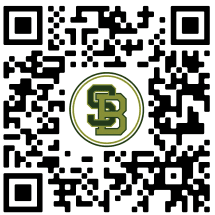 A black and white QR code with a green and white logo in the center. Description generated by AI