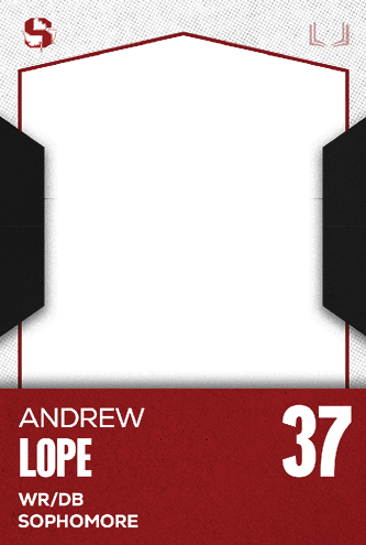 A red and white card with the name Jakob Martinez Jr. on it. Description generated by AI