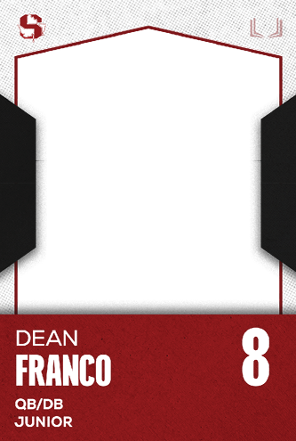 A red and white card with the name Jakob Martinez Jr. on it. Description generated by AI