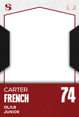 A red and white card with the name Jakob Martinez Jr. on it. Description generated by AI