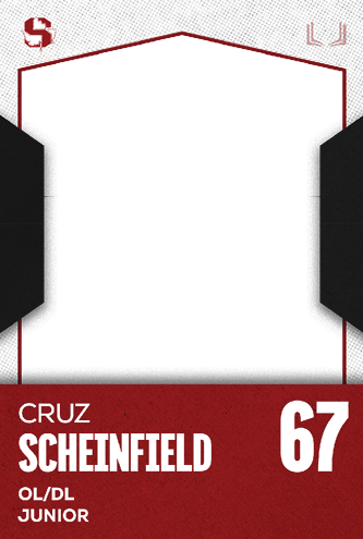 A red and white card with the name Jakob Martinez Jr. on it. Description generated by AI
