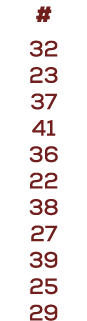 # 32 23 37 41 36 22 38 27 39 25 29
