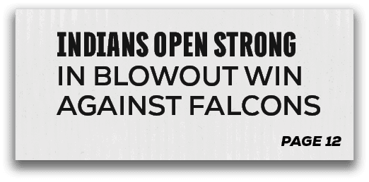 page 12,indians open strong in blowout win against falcon