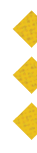 Three yellow diamond-shaped objects with a textured pattern are evenly spaced on a white background. Description generated by AI