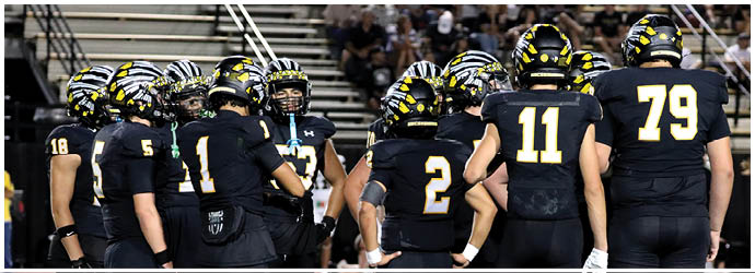 A group of football players on a field. Description generated by AI