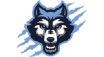 A blue and white bull head. Description generated by AI