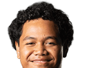 Person with curly hair and light eyes looking forward against a white background. Description generated by AI
