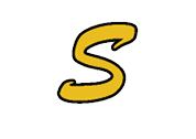 A stylized yellow letter S with a black outline on a white background. Description generated by AI