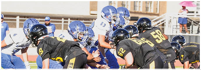 A group of people wearing yellow and black football uniforms run energetically onto a field, with one person holding a flag and others raising their arms in excitement. Description generated by AI
