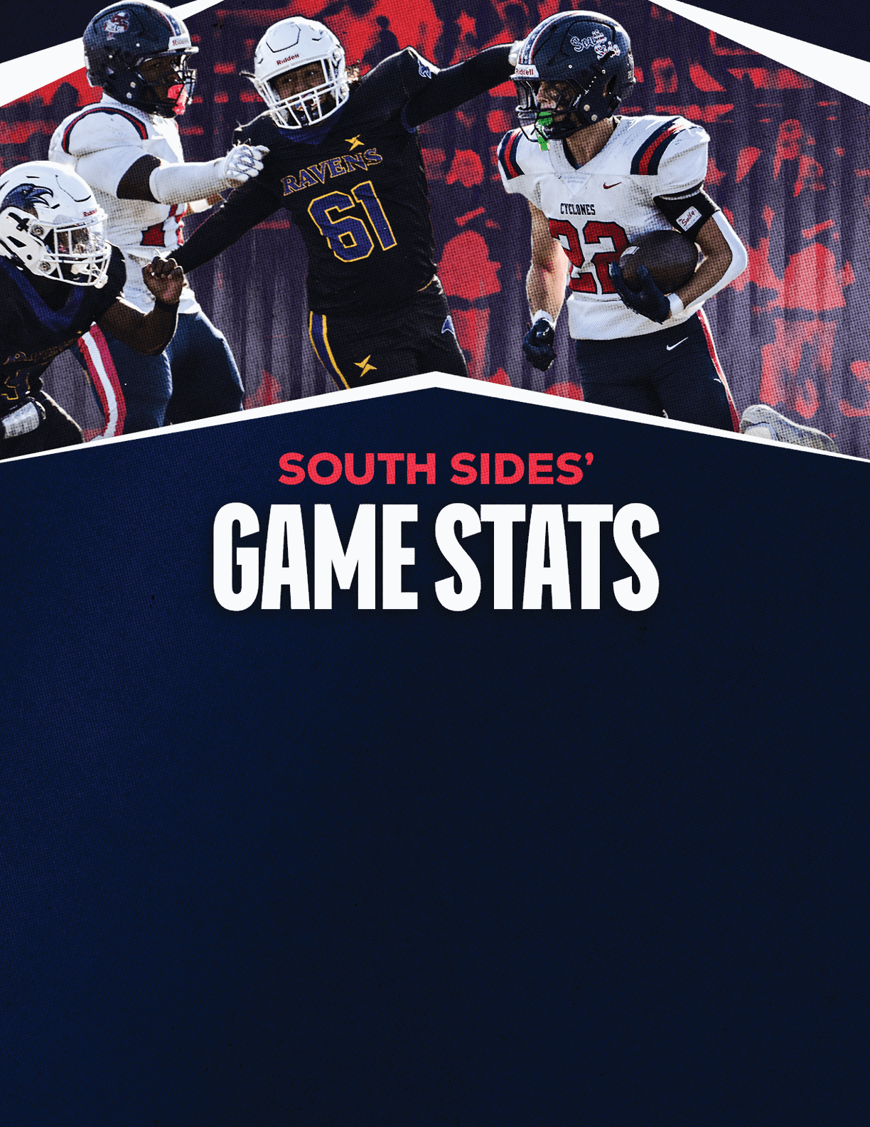 A gold colored sign that says “Mountain Vista's Game Stats". Description generated by AI