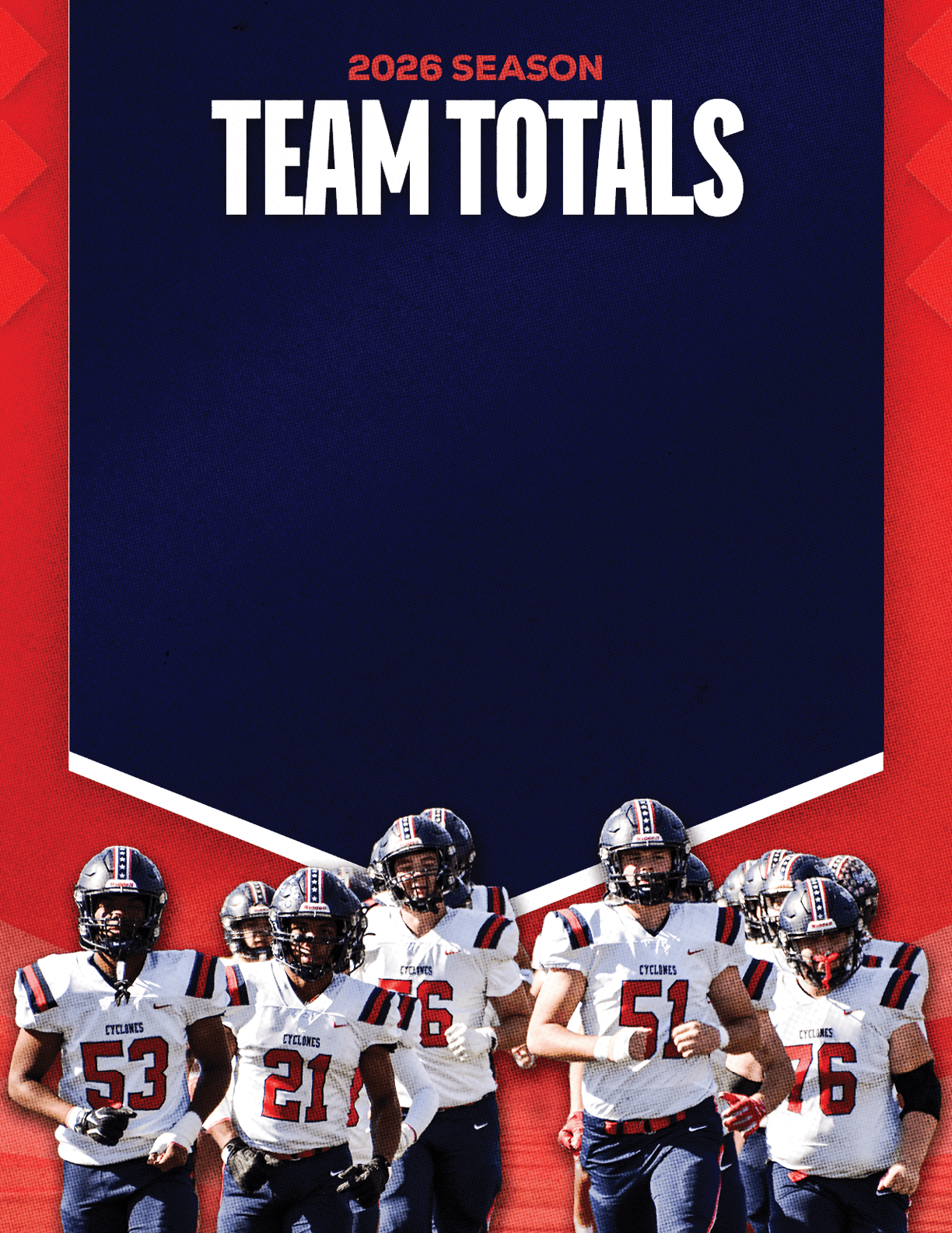 A group of football players standing on a field. Description generated by AI