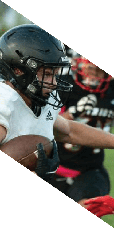 A group of football players wearing headphones and smiling. AI generated content