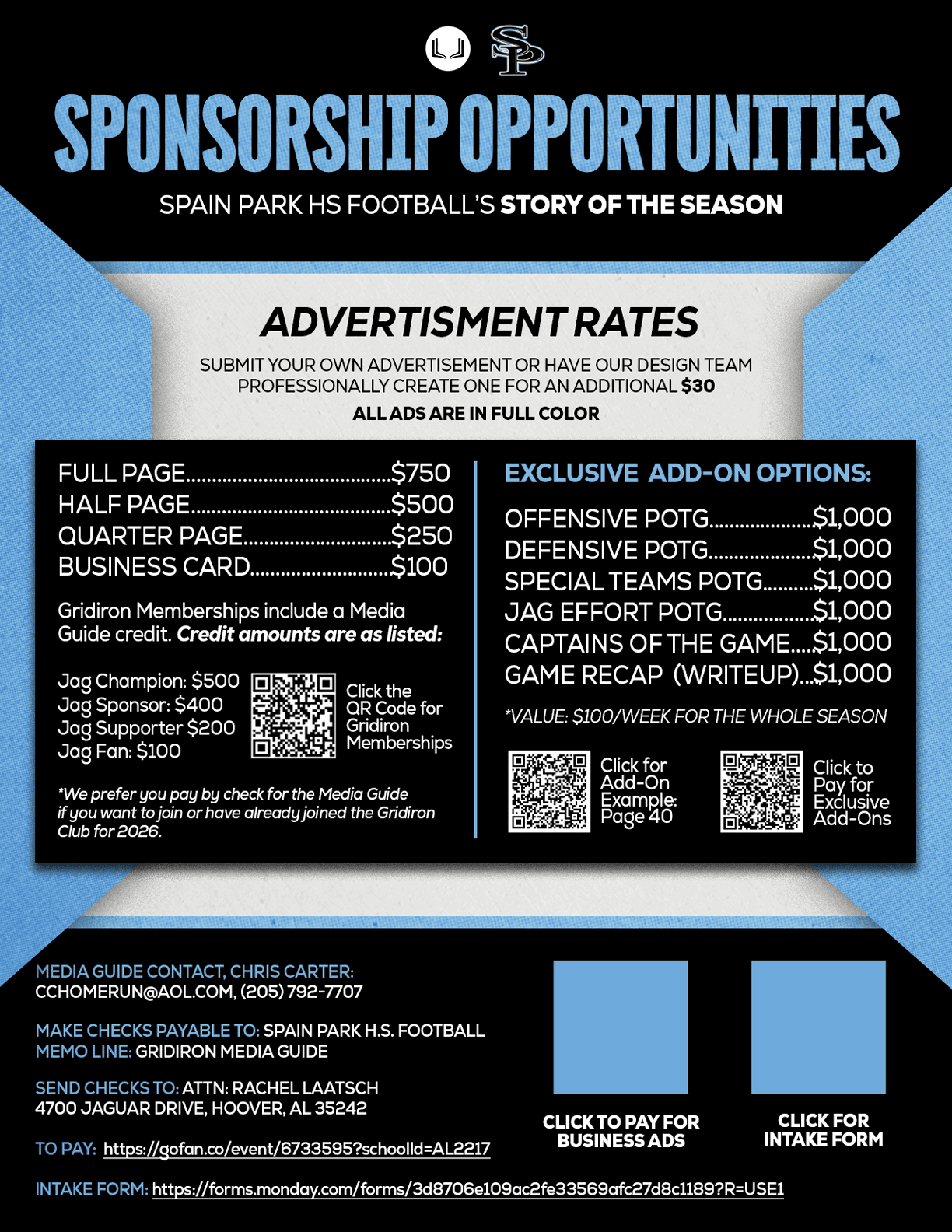 A flyer for a football game sponsorship opportunity. AI generated content