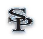A logo for a college sports team is displayed in black and blue. AI generated content