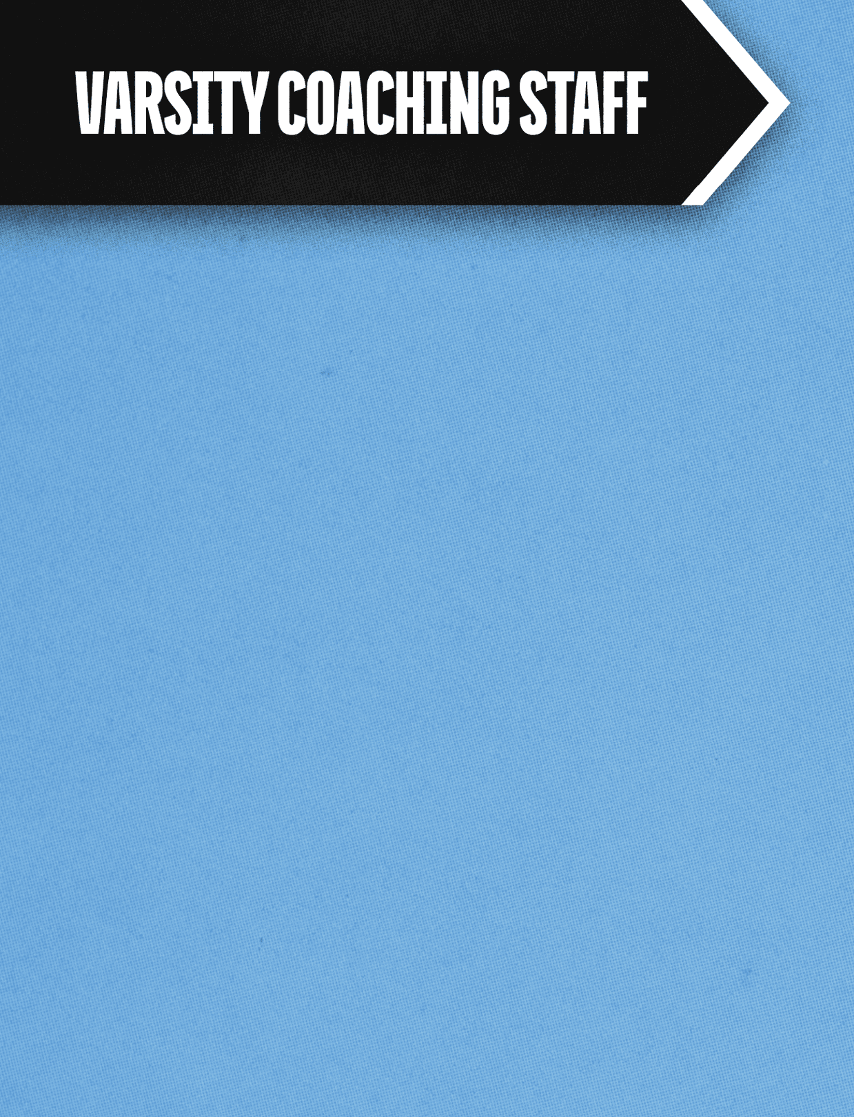 A blue sign with white writing that says “VARSITY COACHING STAFF" on it. AI generated content