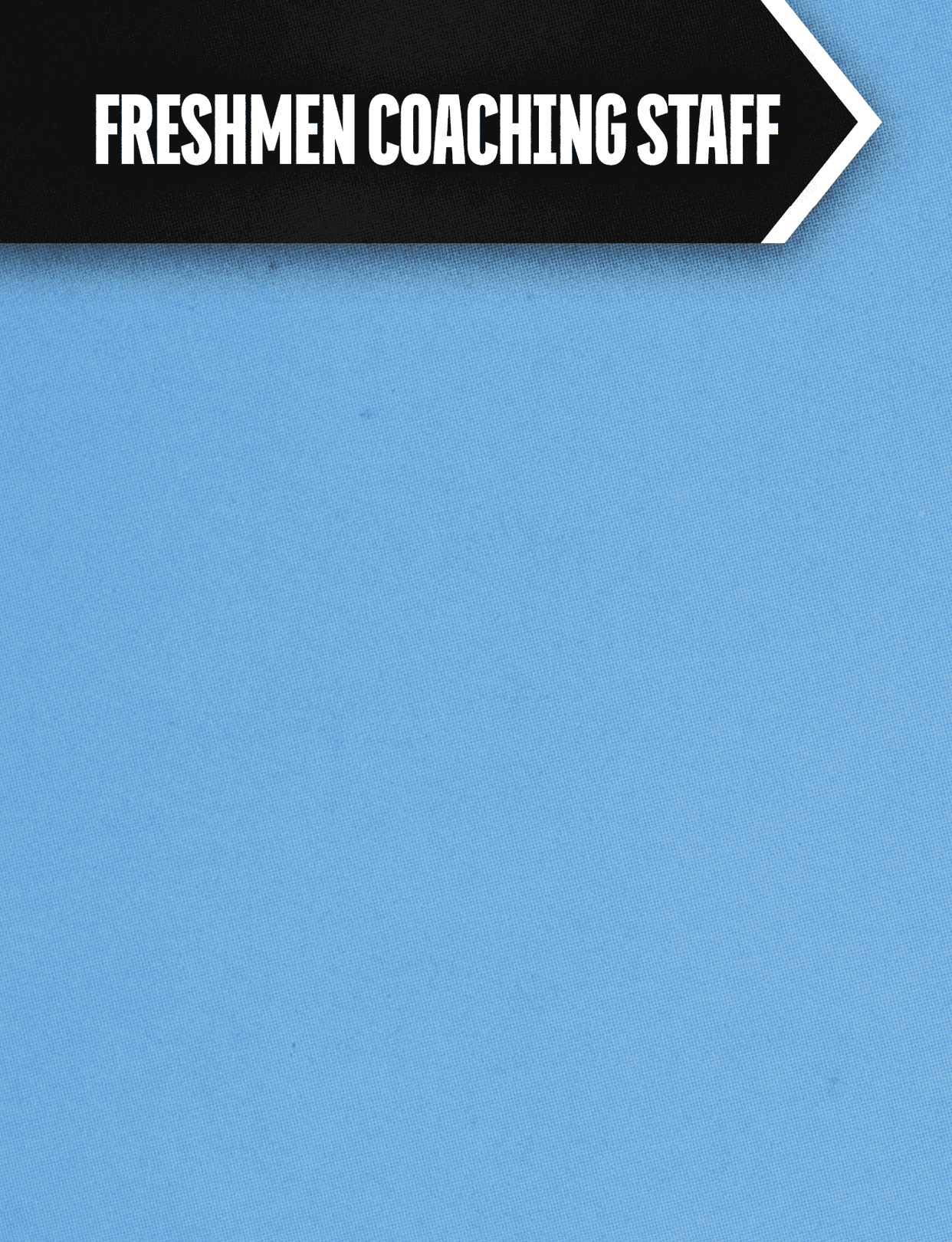 A sign that says “Freshmen Coaching Staff" on a blue background. AI generated content