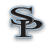 A logo for a college sports team is displayed in black and blue. AI generated content