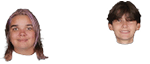 Two people are standing in front of a wall. One person is wearing a blue shirt and the other is wearing a black shirt. AI generated content